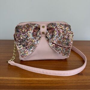 Betsey Johnson Macy's Exclusive Sequin Bow Pink Crossbody Bag